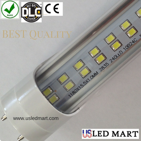 10 Pack - 4ft 22w T8 LED Tube Light with Base G13/Bi-Pin double Row LED 6500K / 5500K DLC Approved