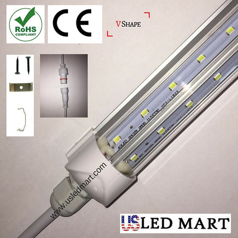 V Shape LED Cooler Door Tube Light with bracket - 6ft 39w - 45 Degree angle 6500K