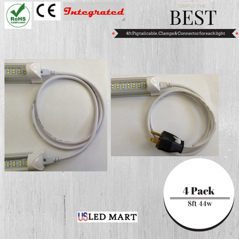 8ft 60w T8 LED Tube Light with Bracket(Integrated) - Natural White (Day Light) - Double Row - 480 led Chips 6500K