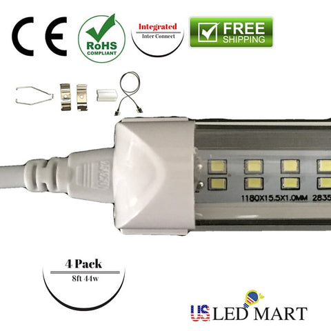 8ft 60w T8 LED Tube Light with Bracket(Integrated) - Natural White (Day Light) - Double Row - 480 led Chips 6500K