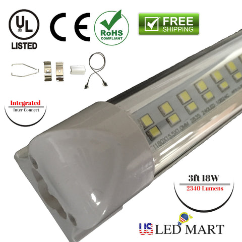 3ft 18w T8 LED Tube Light with Bracket(Integrated) - Natural White (Day Light) - 6500K