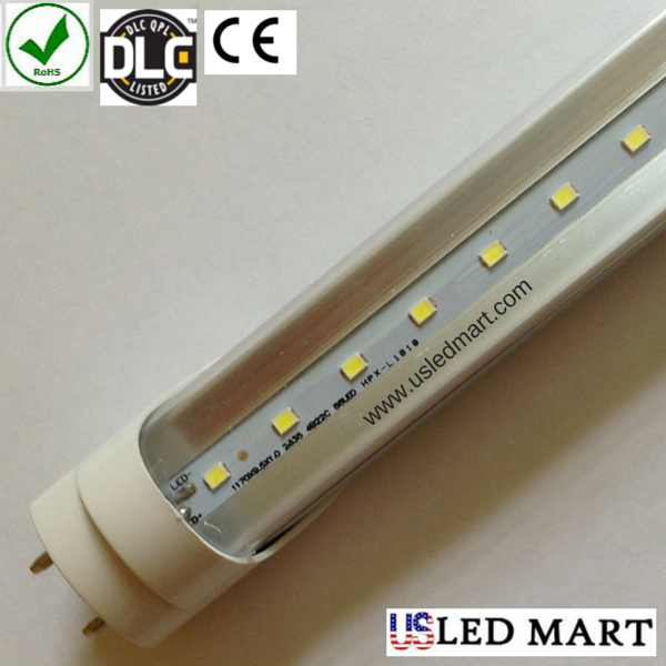 18w T8 LED Tube Light G13 6500K Fluorescent Replace Bulb ( Bi Pin) - Clear Cover - DLC Approved USLEDMART