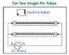 Wiring diagram for 8ft single pin LED tube light bulb for two light fixture